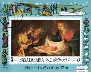 *Známky Ras Al Khaimah 1968 Vianoce, razítkovaný aršík - Kliknutím na obrázok zatvorte -